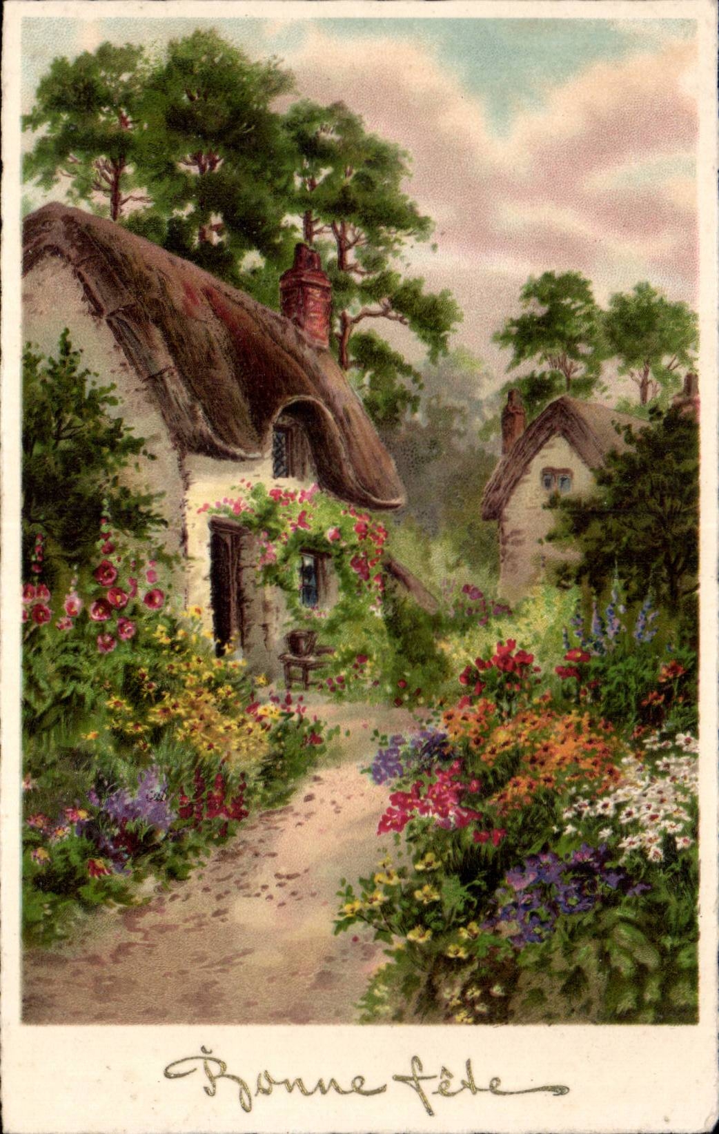CPA Fantaisie Paysage Bonne fete