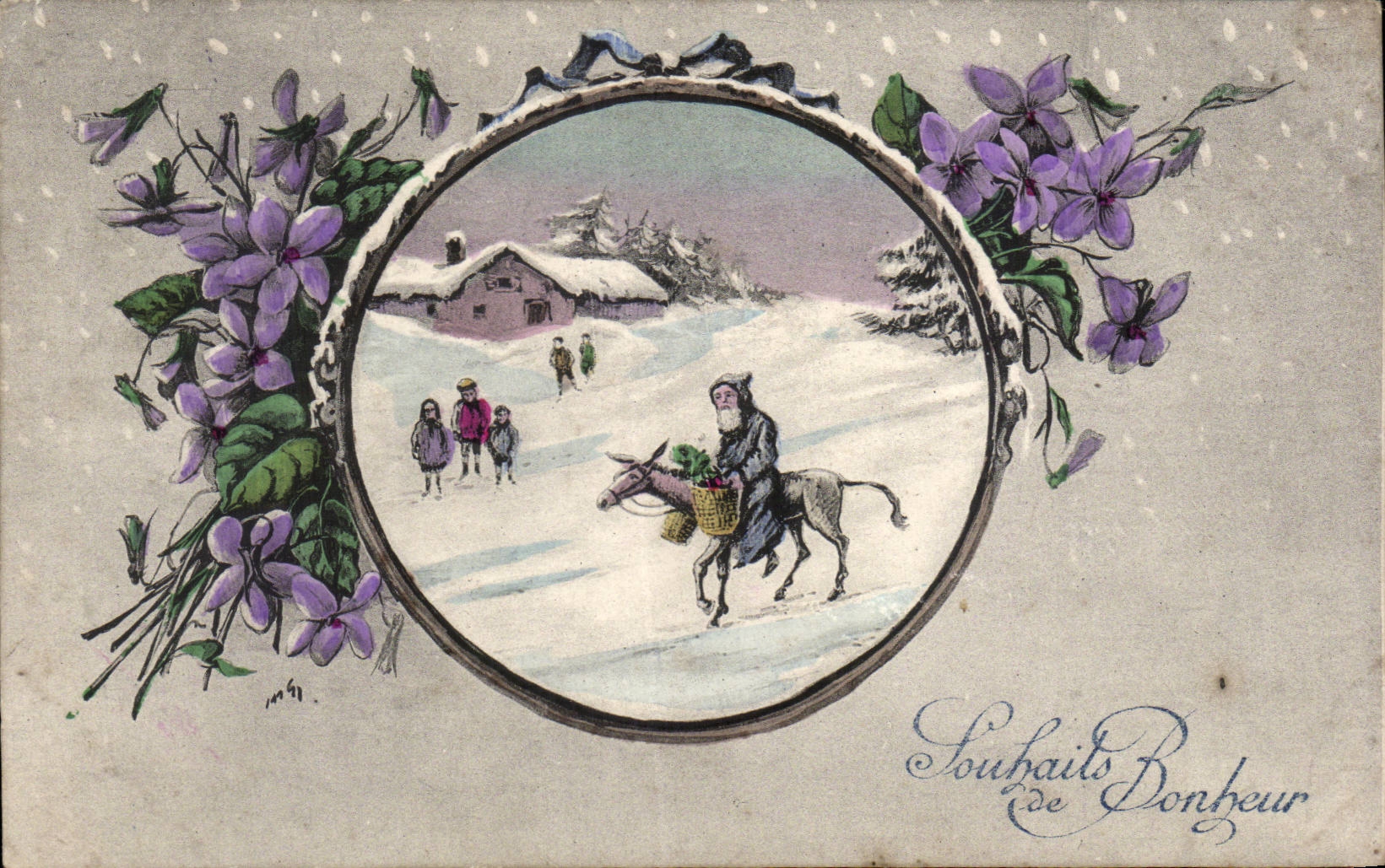 CPA Fantaisie Souhaits de bonheur 