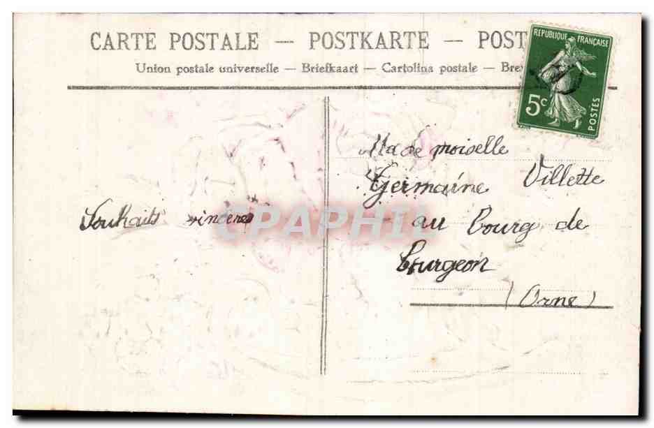 CPA Fantaisie Fleurs Luge Bonne annee — Rückseite