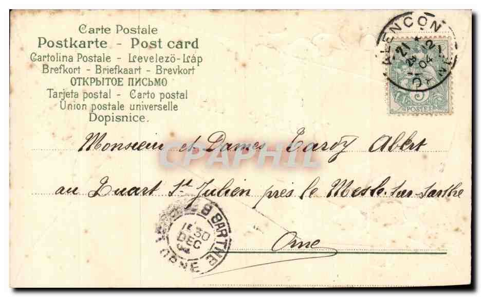 CPA Fantaisie Feurs Bonne annee — Rückseite