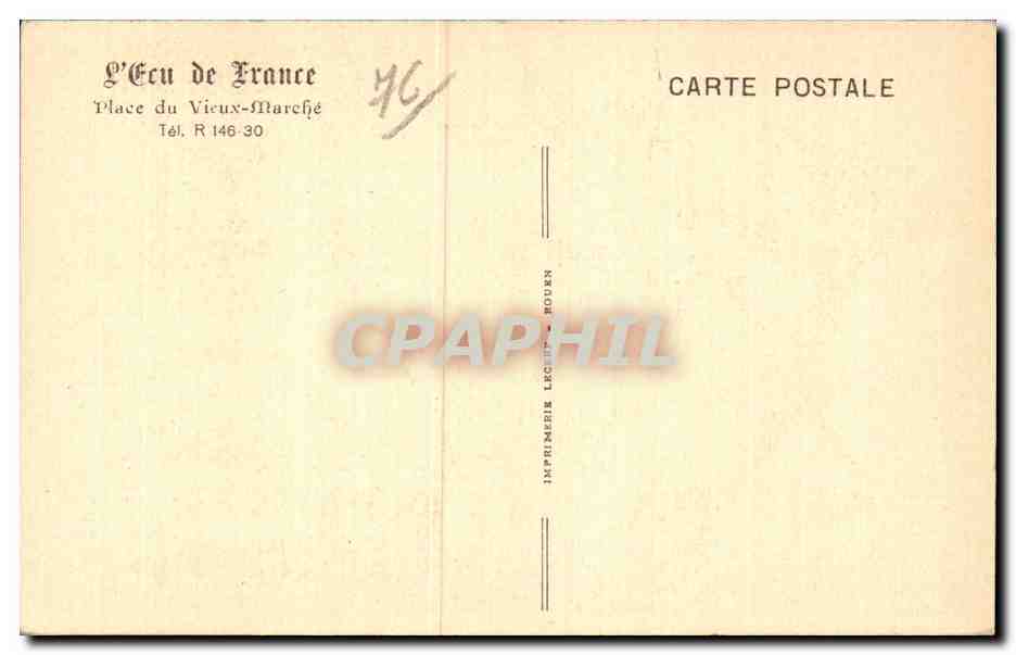 Rouen - L Auberge de l Eau de France - CPA  — Verso