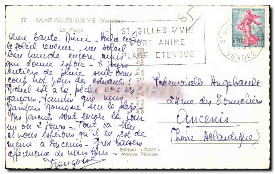Saint-Gilles-sur-Vie — Plage animée — Éditions Gaby — Verso