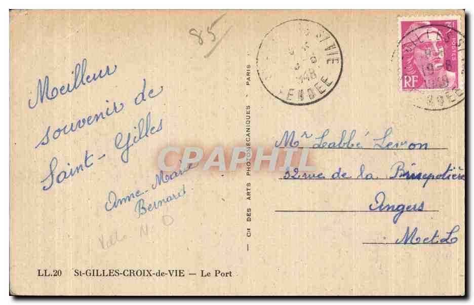 Saint-Gilles-Croix-de-Vie — Le Port — LL.20 — CI DES ARTS PHOTO-MÉCANIQUES — Rückseite