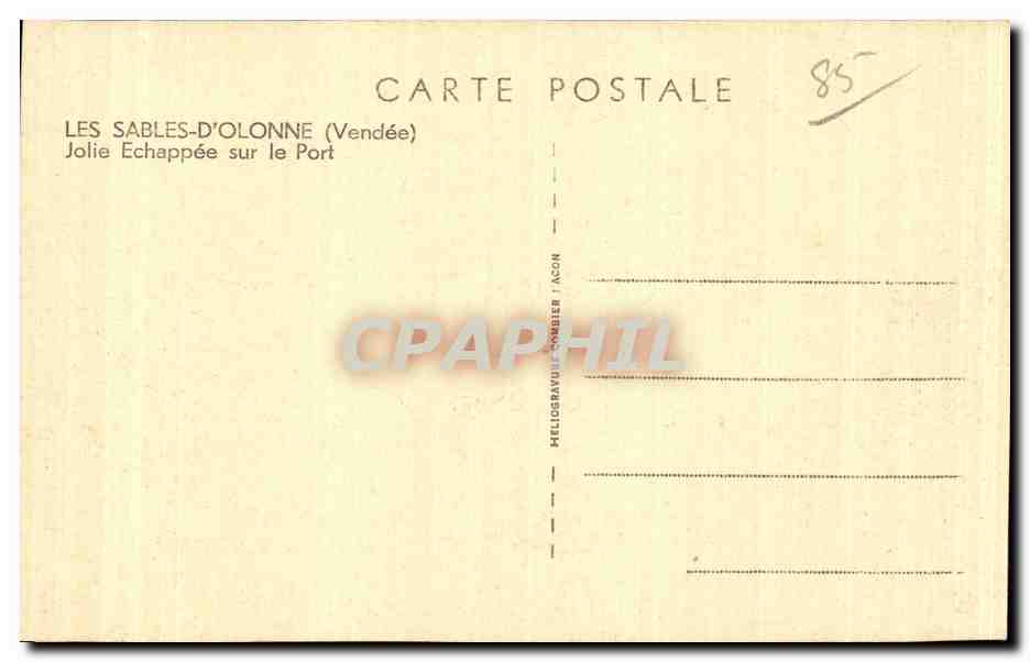 Sables d Olonne - Jolie Echappee sur le Port - CPA  — Back