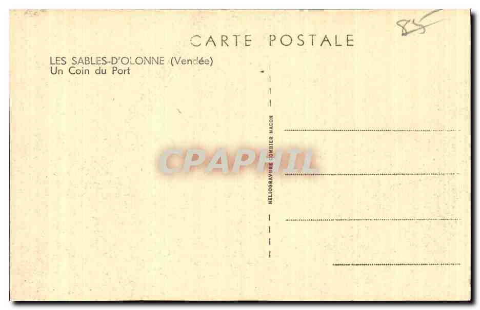 Sables d Olonne - Un Coin du Port - CPA  — Verso