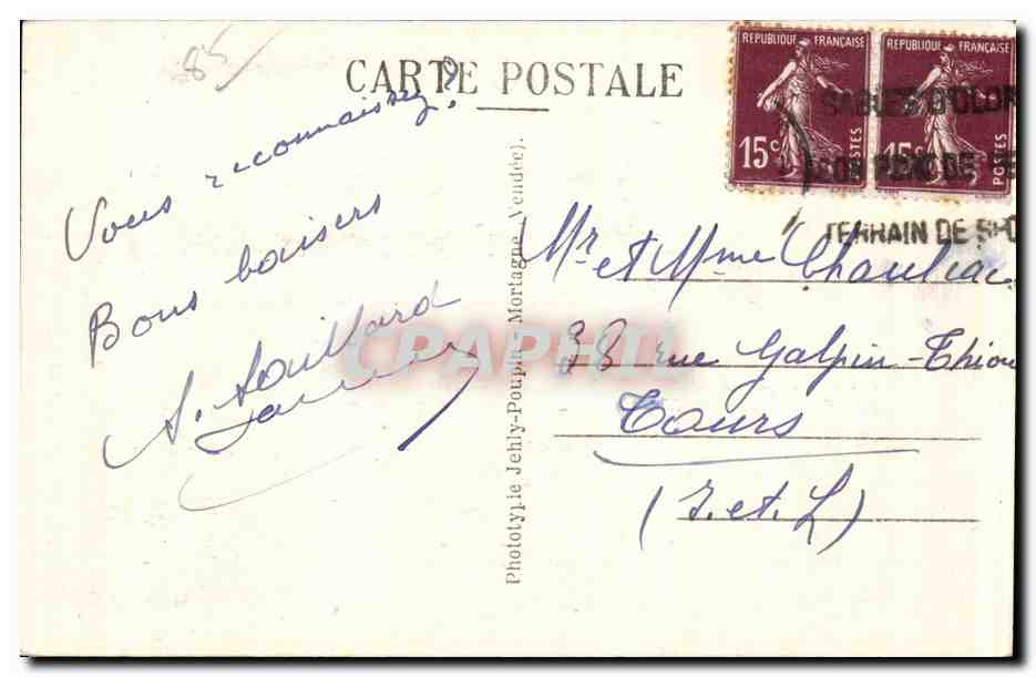 Les Sabies-d'Olonne (Vendée) — phare et falaises — Phototype Jehly-Pouppe, Mortagne — Rückseite