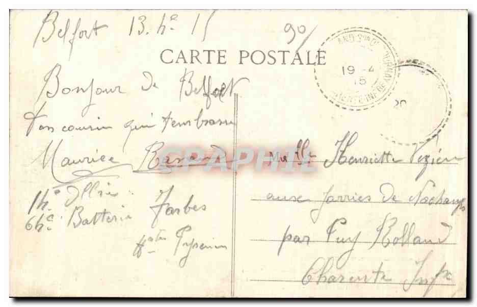 Belfort - Cimetiere des Mobilen - CPA  — Verso
