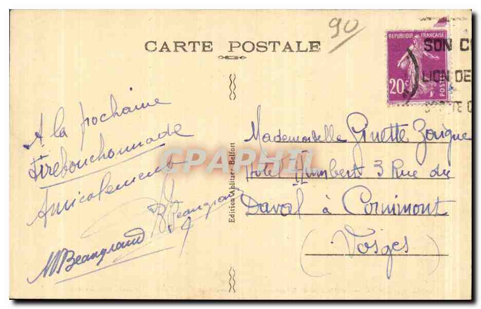 Belfort - La Place de la Republique - CPA  — Verso