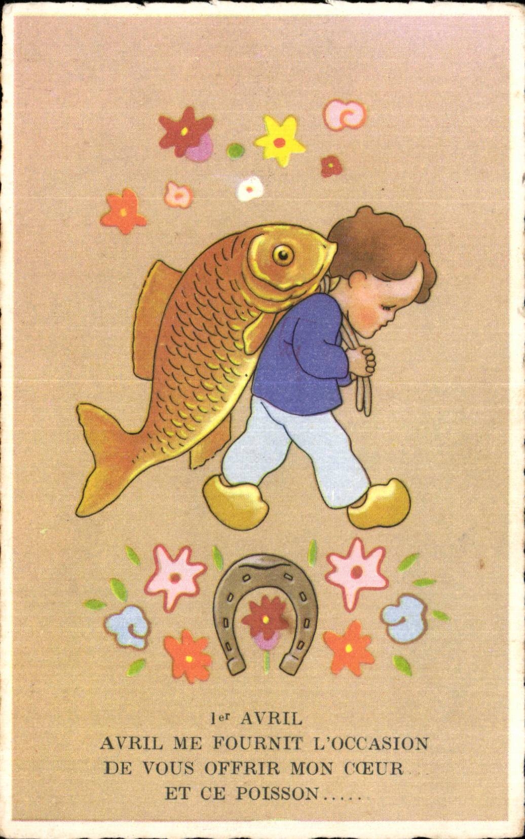 Fetes - Voeux - Poisson d Avril - April Fool - fish and - CPA