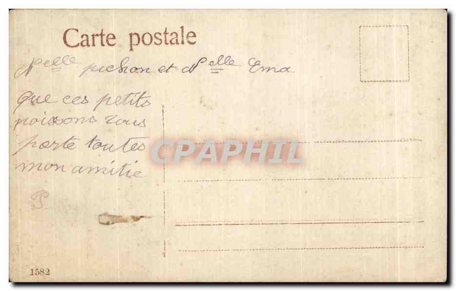 Fetes - Voeux - Poisson d Avril - April Fool - darling girl with fish - CPA — Rückseite