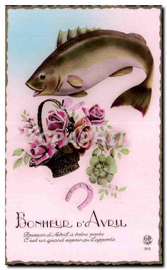 Fetes - Voeux - Poisson d Avril - April Fool - fish and - CPA