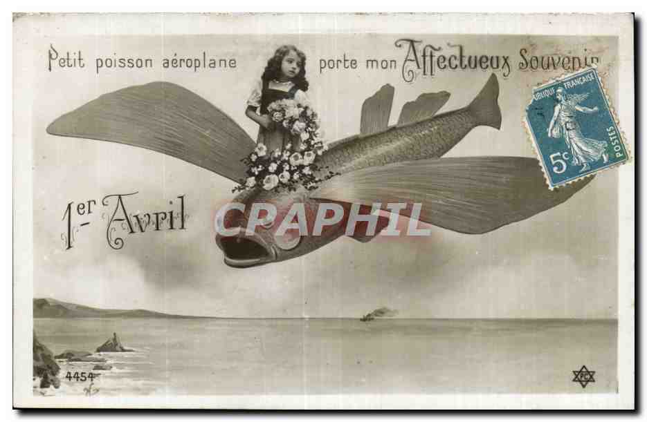 Fetes - Voeux - Poisson d Avril - April Fool - Petit Poisson Aeroplane - Fish Airplane - CPA