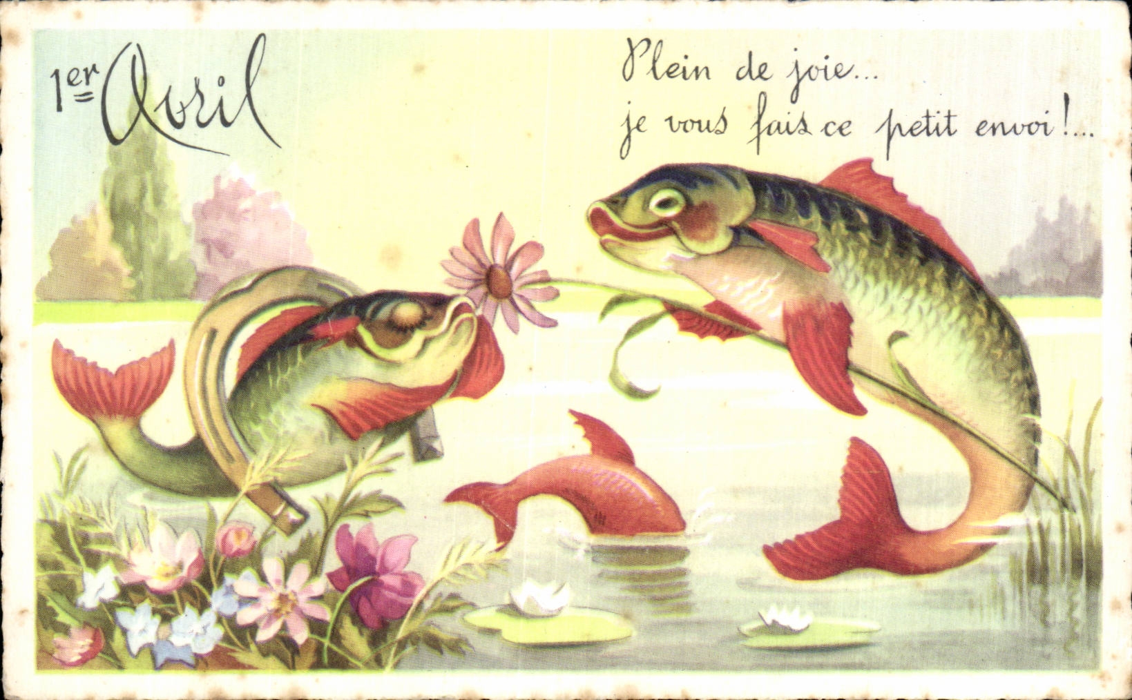 Fetes - Voeux - Poisson d Avril - April Fool - fish romance - CPA