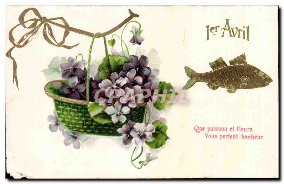Fetes - Voeux - Poisson d Avril - April Fool - fish and - CPA