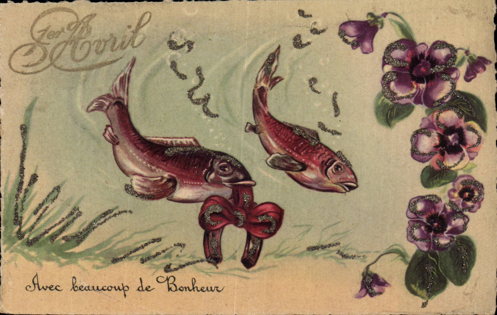 Fetes - Voeux - Poisson d Avril - April Fool - fish and - CPA