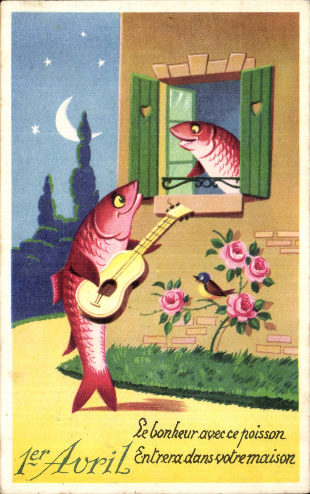 Fetes - Voeux - Poisson d Avril - April Fool - Fish serenade - CPA
