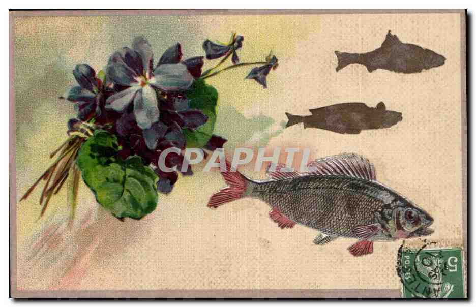 Fleurs et poissons — série 5969 — éditeur non identifié