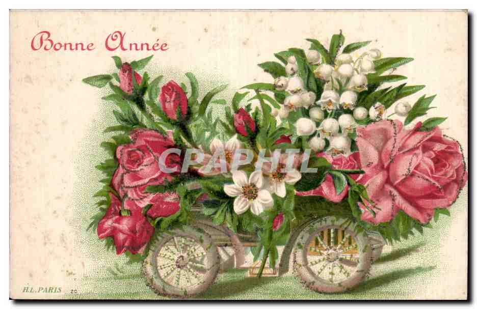 Fetes - Voeux - Bonne Annee - in wheelbarrow - CPA