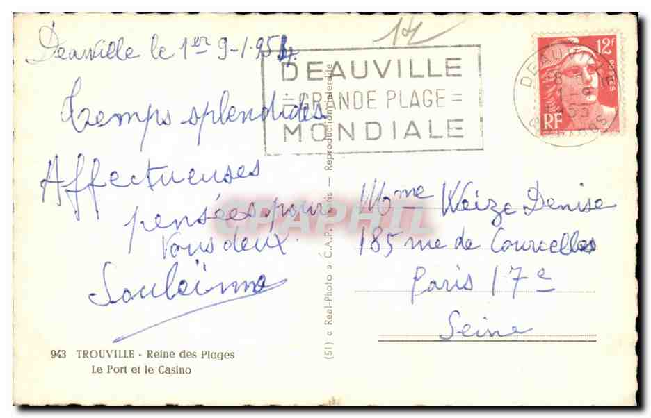 Trouville - Reine des Plages - CPA  — Verso