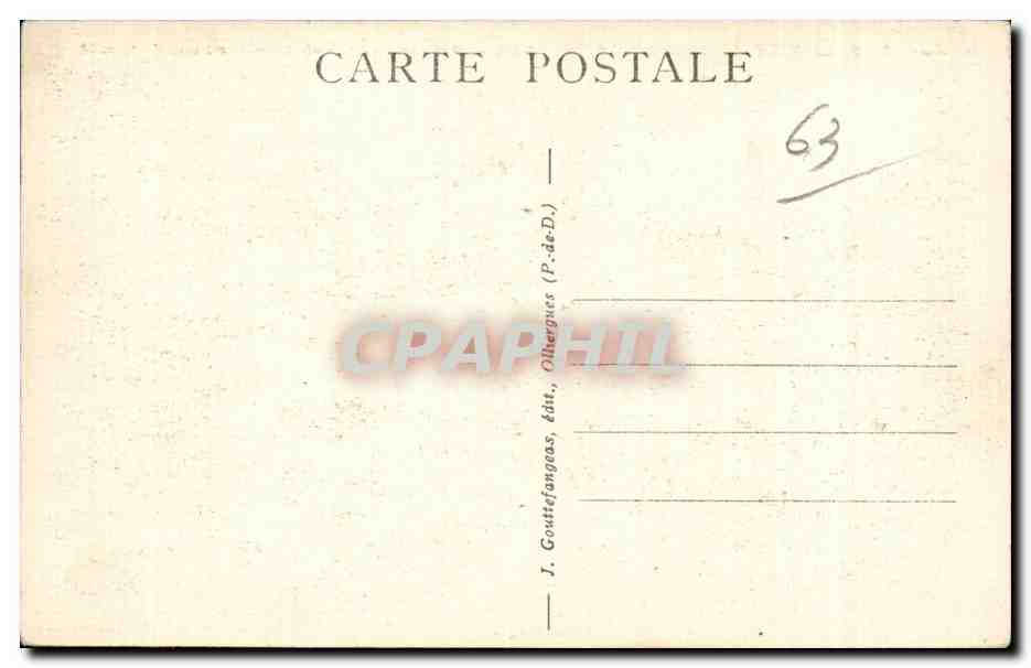 Le PUY-de-DOME (1465 m. d'alt.) — Route automobile allant au Sommet — J. Gouttefangeas, éd. (P.-de-D.) — Rückseite