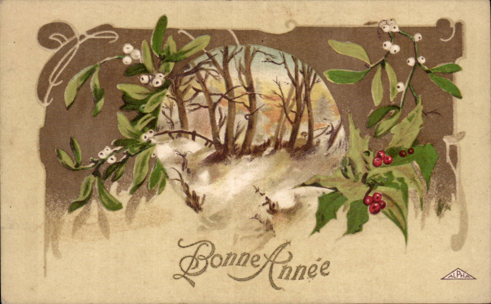 Fetes - Voeux - Holiday - Bonne Annee - Happy New Year - Houx - Holly - CPA 