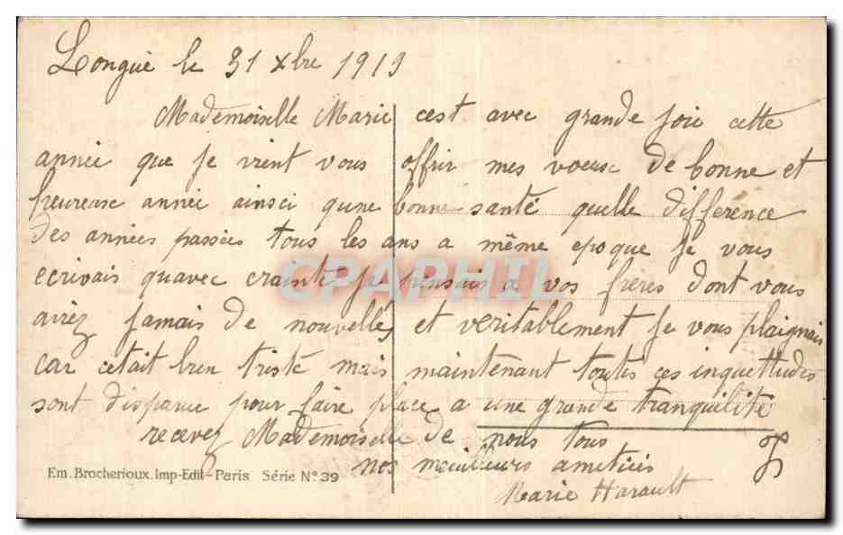 Fetes - Voeux - Holiday - Bonne Annee - Happy New Year - Houx - Holly - CPA  — Rückseite