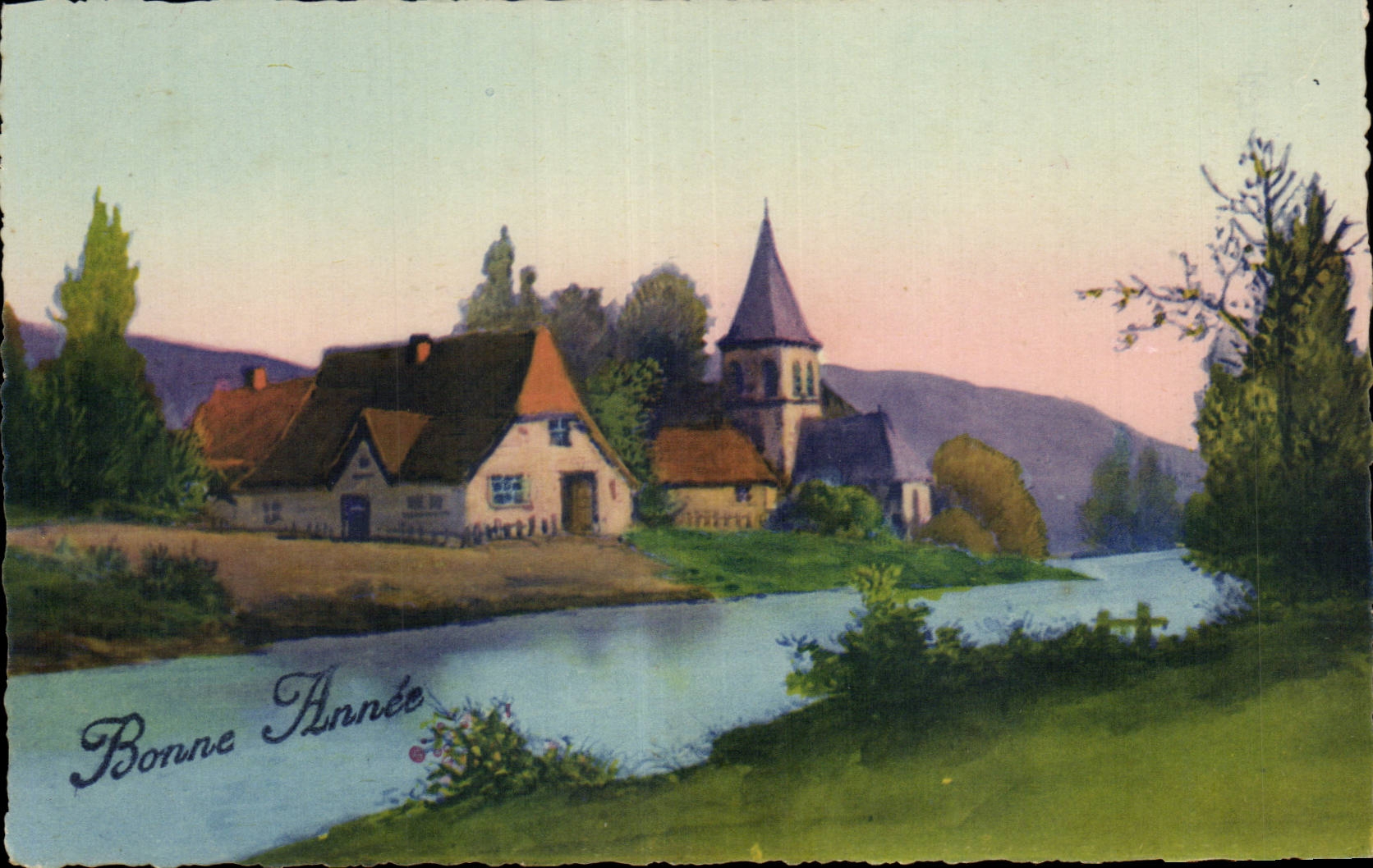 Fetes - Voeux - Holiday - Bonne Annee - Happy New Year - Country Landscape - CPA 