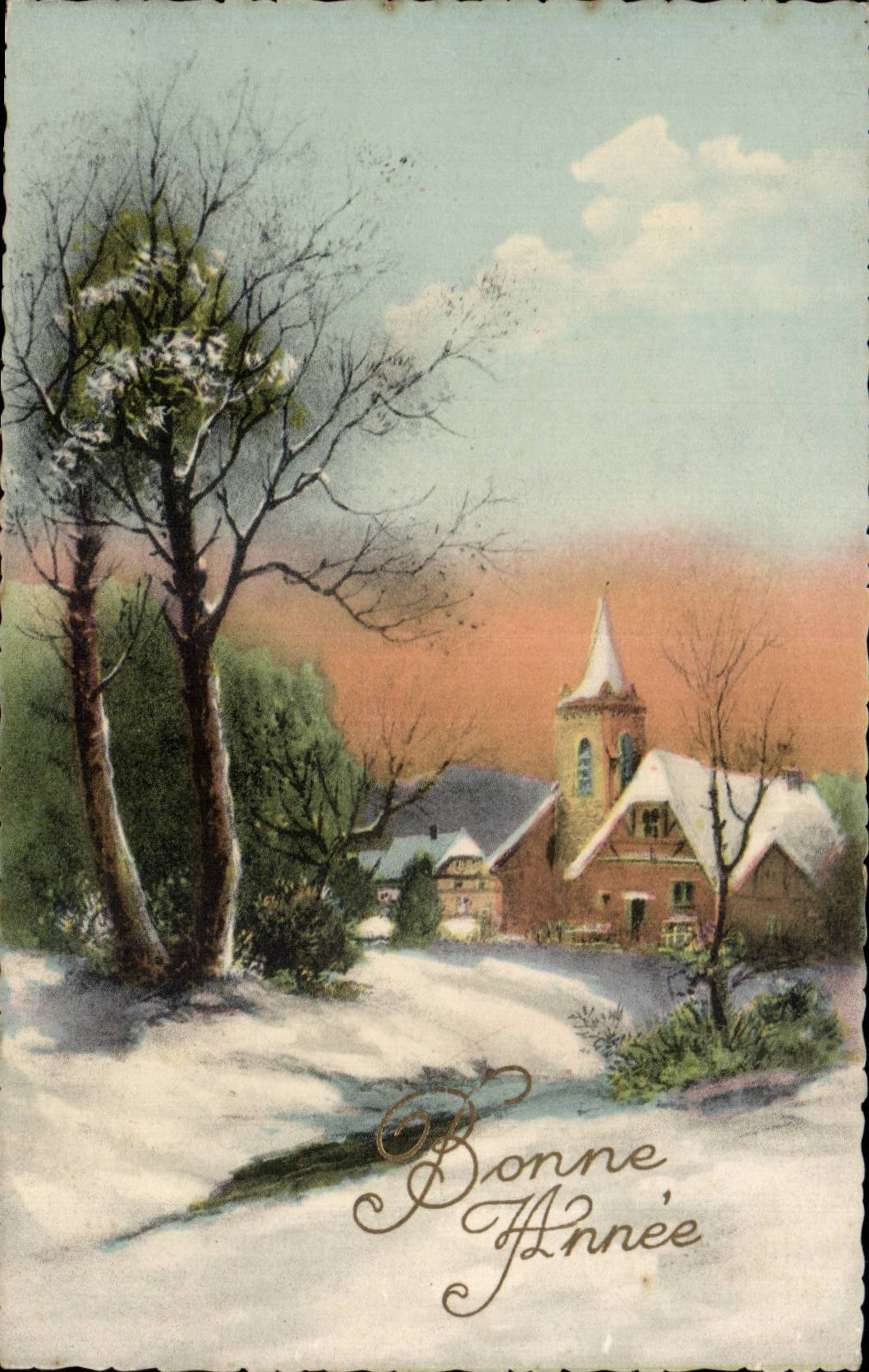 Fetes - Voeux - Holiday - Bonne Annee - Happy New Year - Country Landscape - CPA 