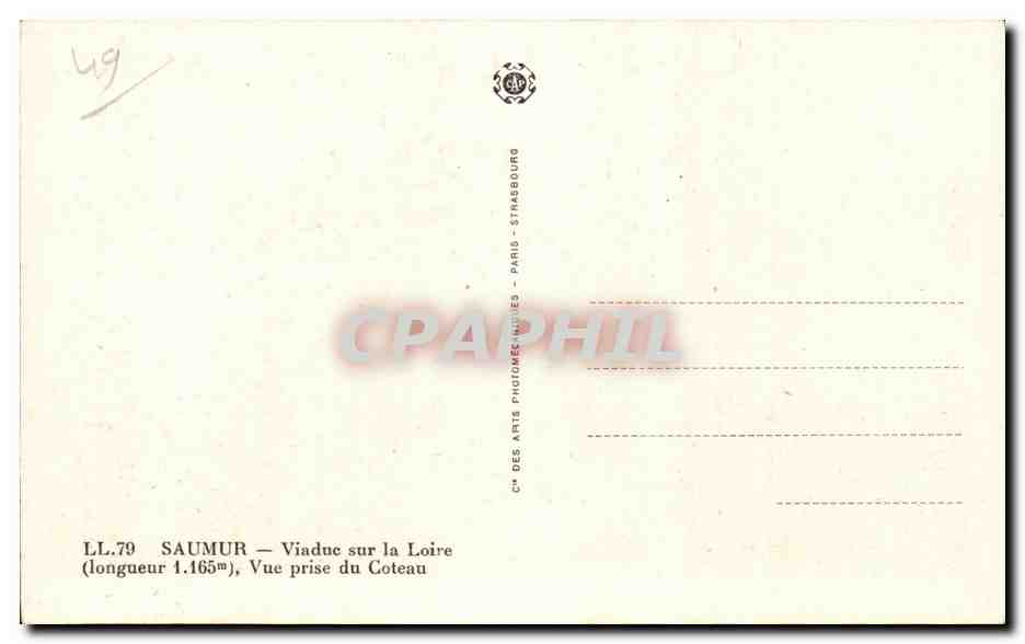 Saumur - Viaduc sur la Loire - CPA  — Rückseite