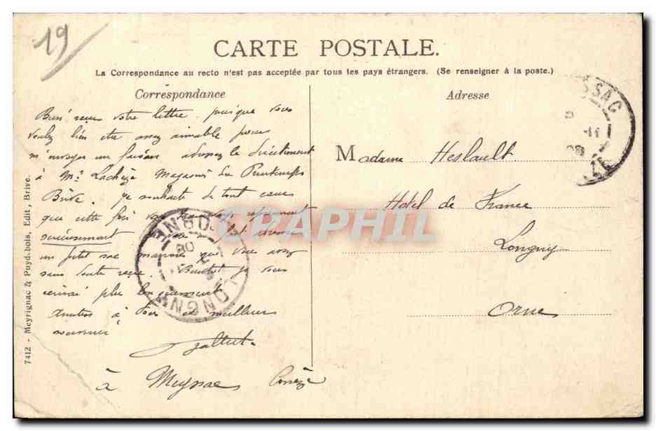 Brive - Avenue du XIV Juillet - CPA  — Rückseite