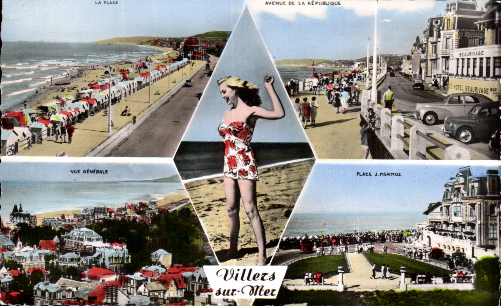 Ville-sur-Mer — Vista generale, spiaggia, via della Repubblica, piazza J. Mermoz — Réal-Photo
