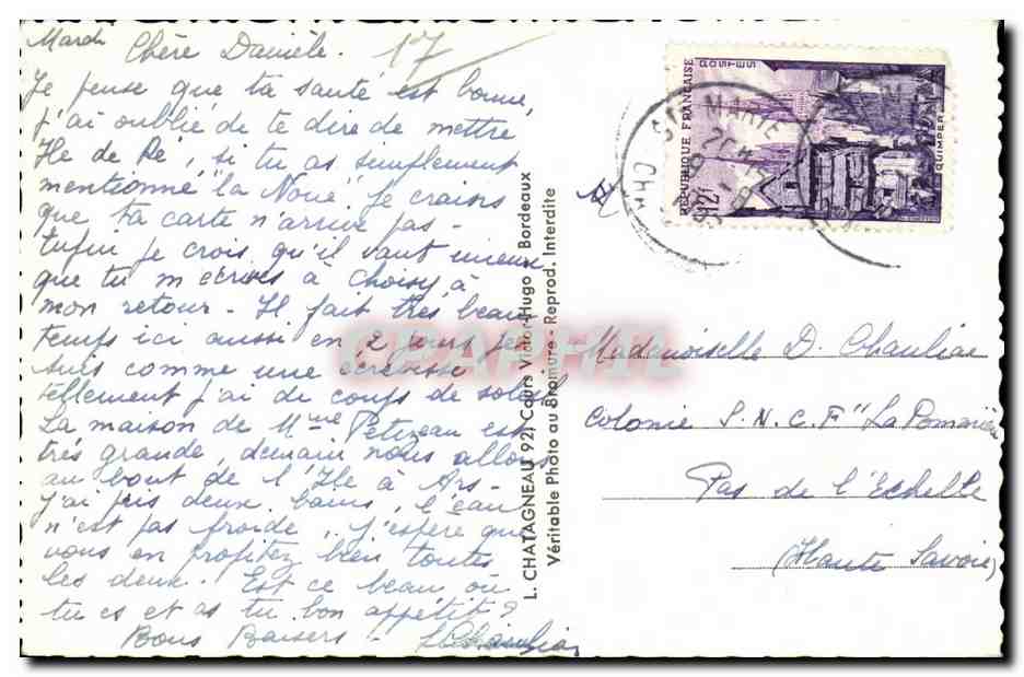 L'Île-de-Rev - Erinnerung an L'Île-de-Rev - L. CHATAGNEAU, 921, Cours V. Hugo, Bordeaux — Rückseite