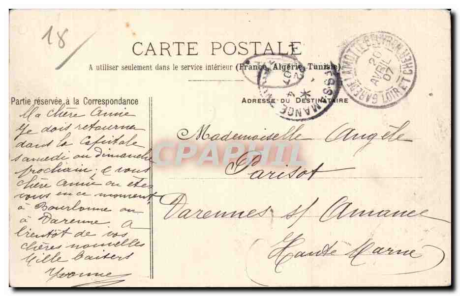 Vierzon — Un Coin de Vierzon, pris du Canal du Berry — Lib. Poivert, Vierzon. — Rückseite