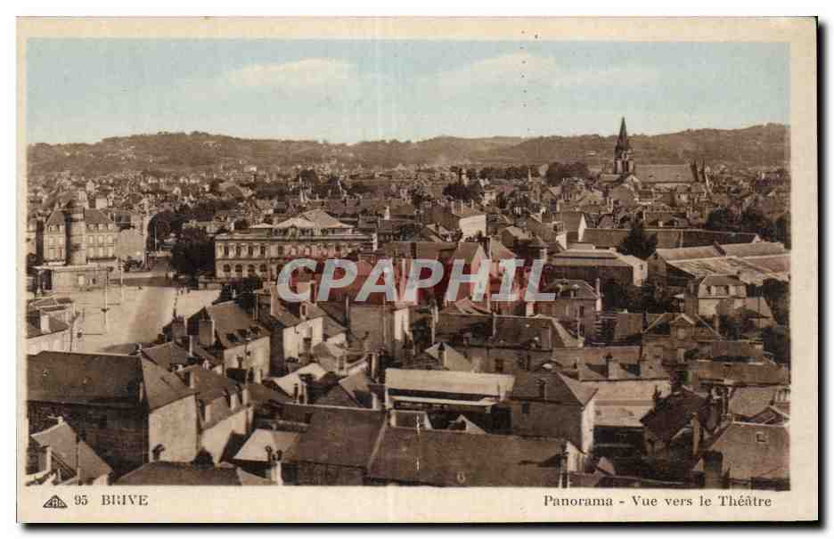 CPA Brive Panorama Vue vers le theatre