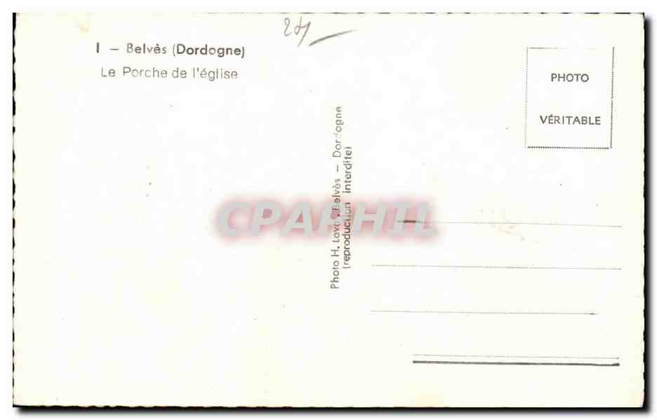 CPSM Belves Le porche de l eglise — Rückseite