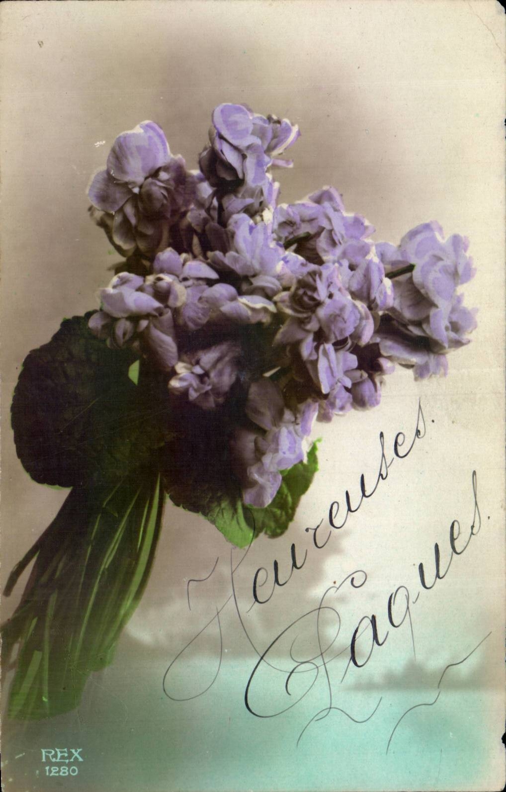 CPA Fantaisie Fleurs Heureuses paques Easter