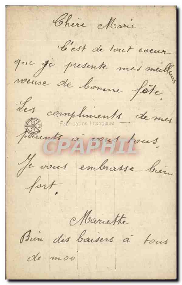CPA Fantaisie Fleurs Vive Marie Cygne Swan  — Rückseite
