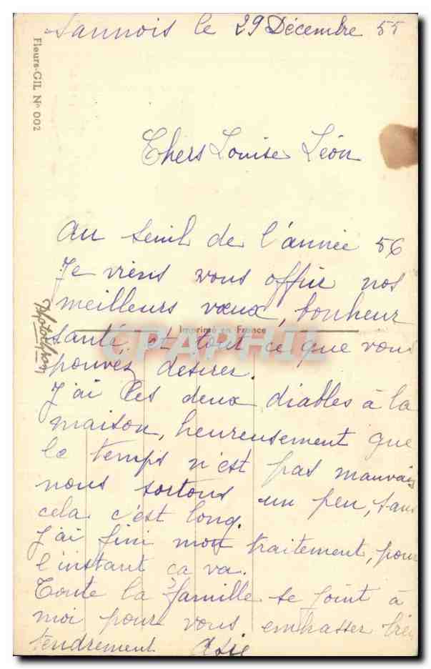 CPA Fantaisie Fleurs Bonne annee Roses — Verso