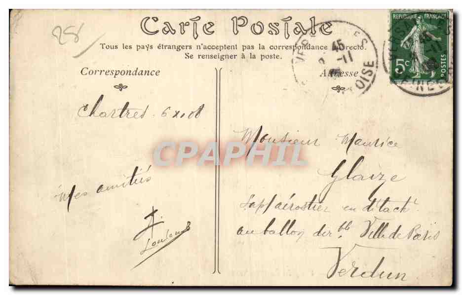 Chartres — Vue prise du Pont-Neuf — éditeur inconnu, n° 18 — Verso