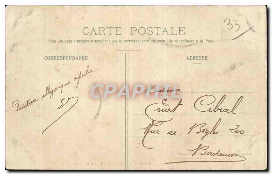 Bordeaux - Le Grand Palais Exposition maritime - CPA  — Verso