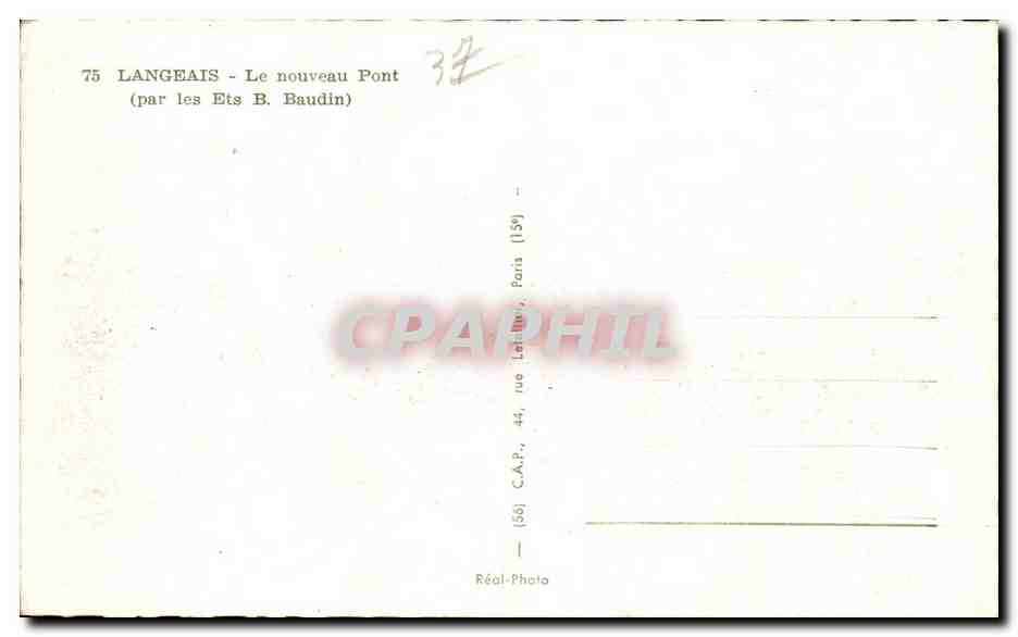 Langeais - Le Nouveau Pont - CPA  — Verso