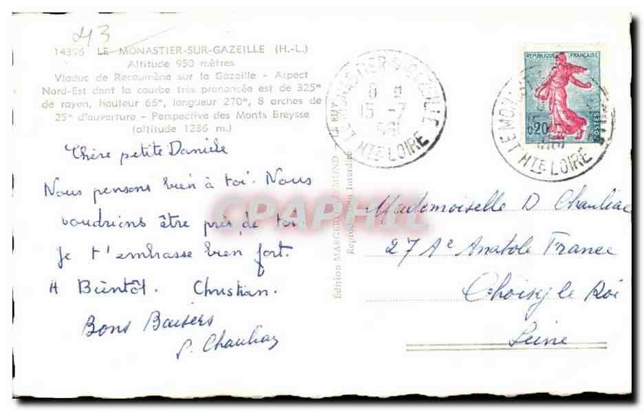 Le Monastier sur Gazeille - Le Viaduc - CPA  — Rückseite