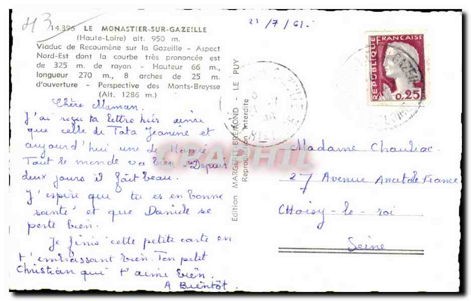 Le Monastier sur Gazeille - Le Viaduc - CPA  — Rückseite