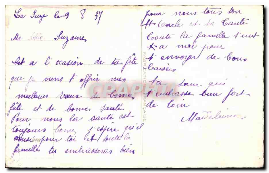 Fleurs Violette - Violet - Bonne Fete - CPA  — Verso