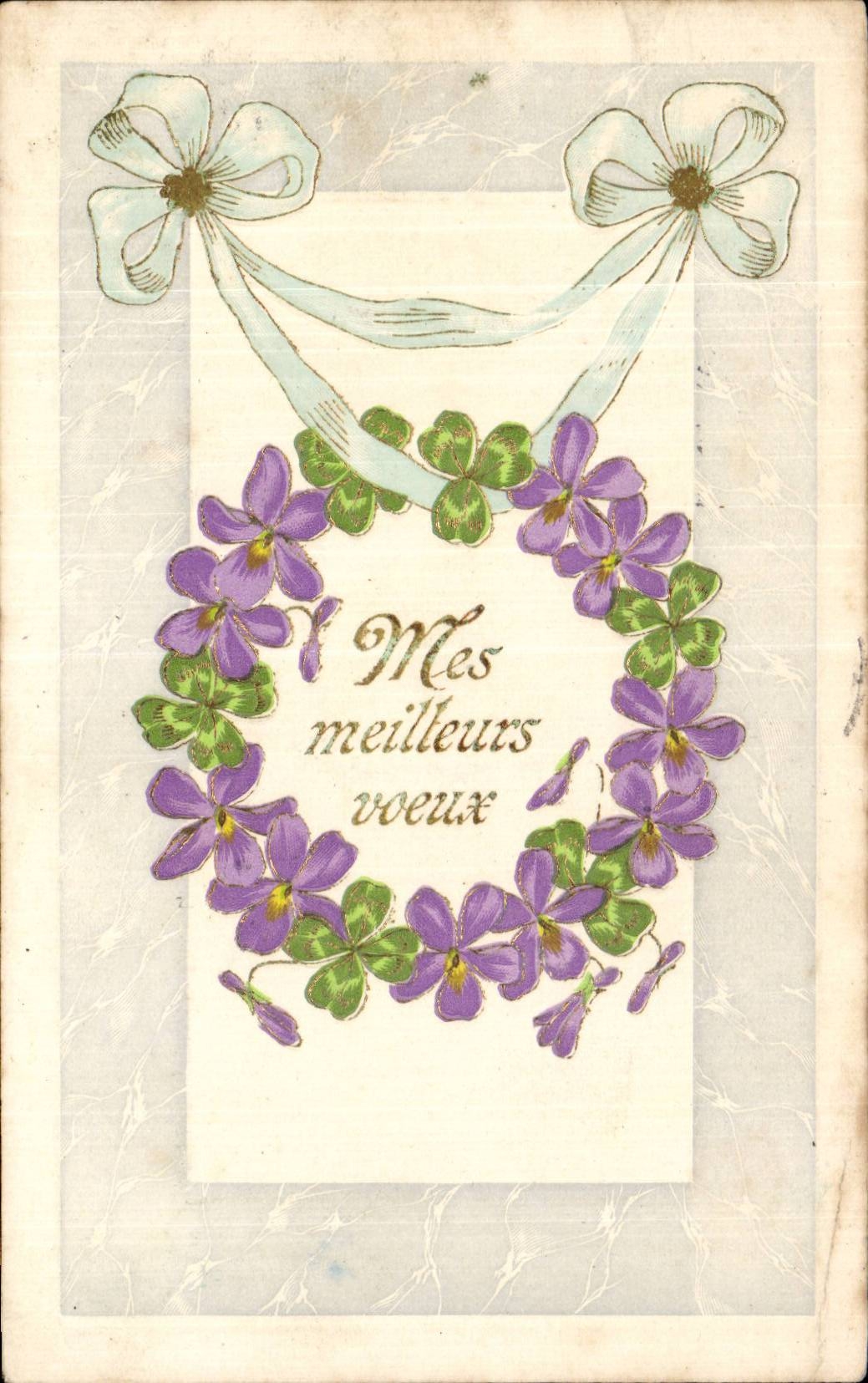 Fleurs Violette - Violet - Mes Meilleurs Voeux - CPA 