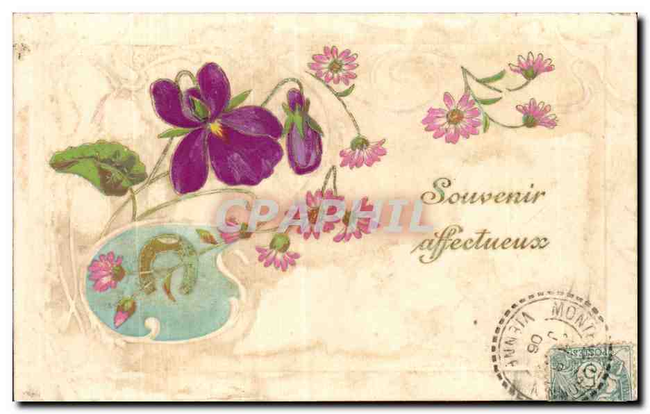 Fleurs dans un vase — Souvenir affectueux — Éditeur non visible