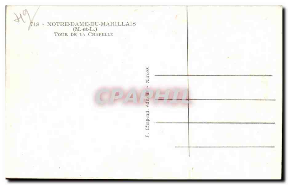 Notre Dame de Marillais - Tour de la Chapelle - CPA — Rückseite