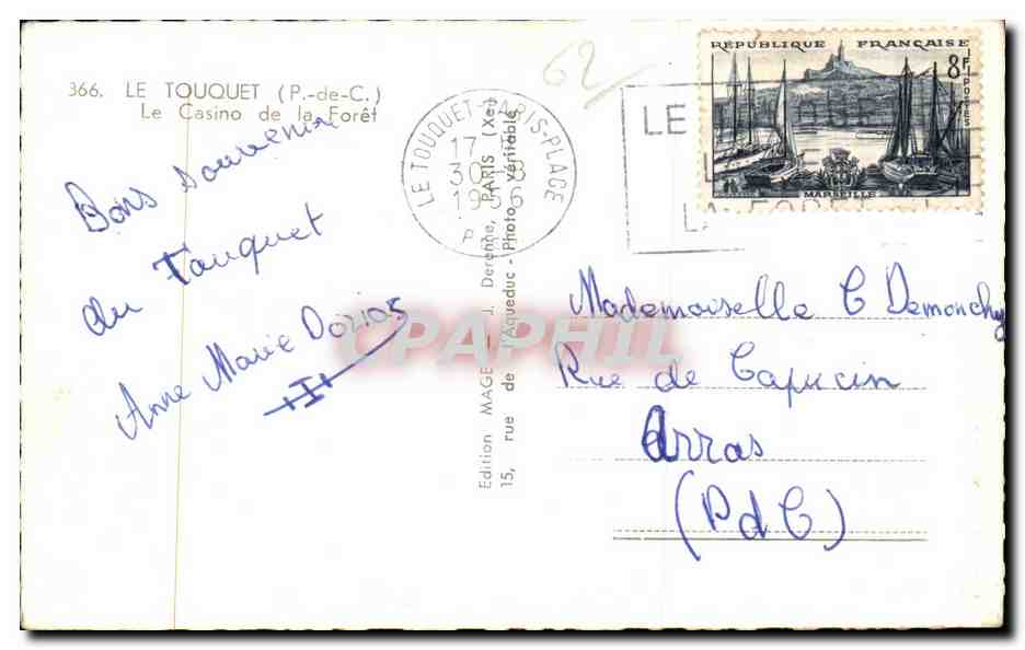 The Forest Casino — Le Touquet (P.-de-C.) — Edition MAGE, No. 366 — Back