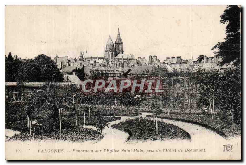CPA Valognes Panorama sur l eglise Saint Malo prise de l hotel de Beaumont