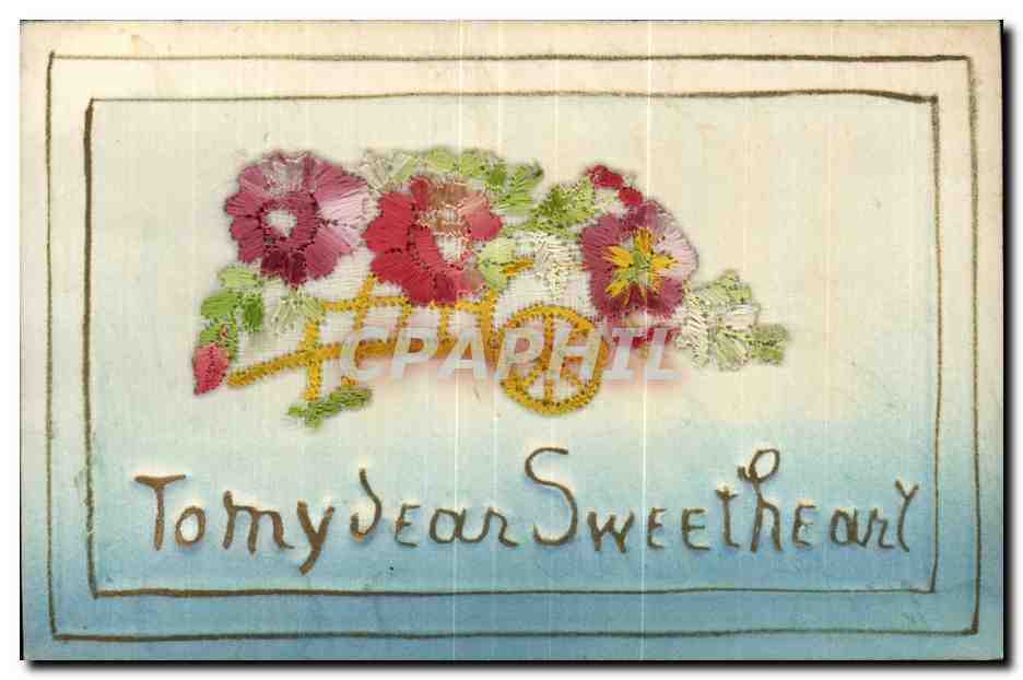 CPA Fantaisie Decor brode Fleurs To my dear sweetheart